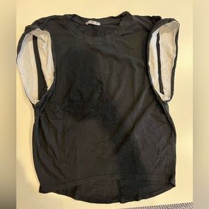 Zara Black T Shirt Medium with Drop Shoulder and White Armhole Interior